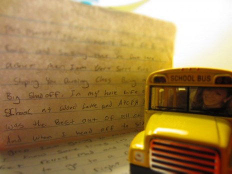 Today, a student gave me the most sincere letter of my teaching career, which will now live proudly on my home desk with the school bus, a humorous gift from a friend with me at the wheel. My heart is in it. So, why do I still need to do five things at once.