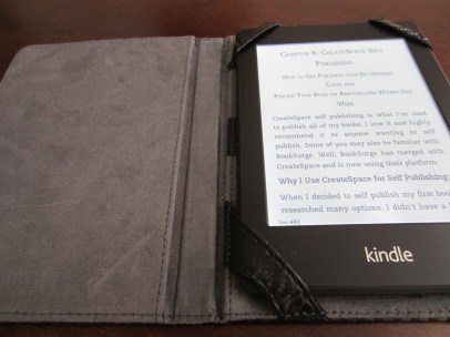 Part of my late embrace of the self-publishing model is also learning to experiment with e-readers. So far, the borrowed kindle kicks the iPad’s butt and I’m coming around to the idea of reading my own words on one of these screens.