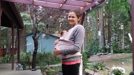 Attachment parenting at work during colic hour in Mt. Shasta.